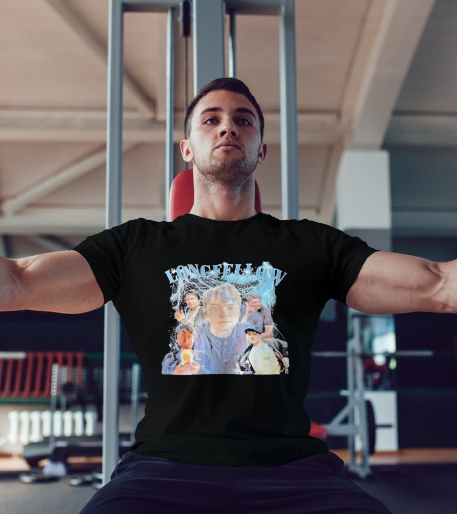 Longfellowww Collage Blue Lightning Multiple Faces Visual T-Shirt