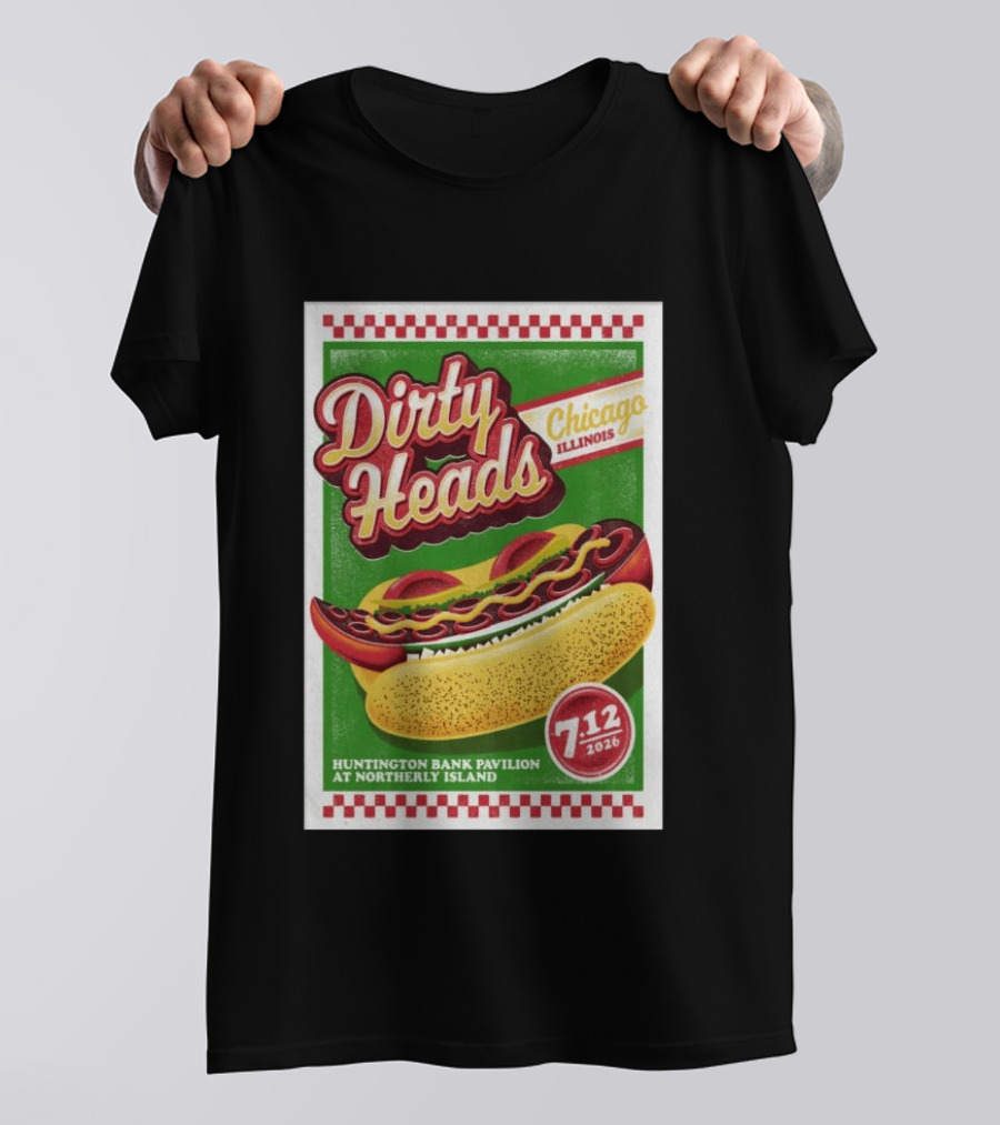 Dirty Heads Huntington Bank Pavilion Chicago Illinois Hot Dog July 12 2026 T-Shirt
