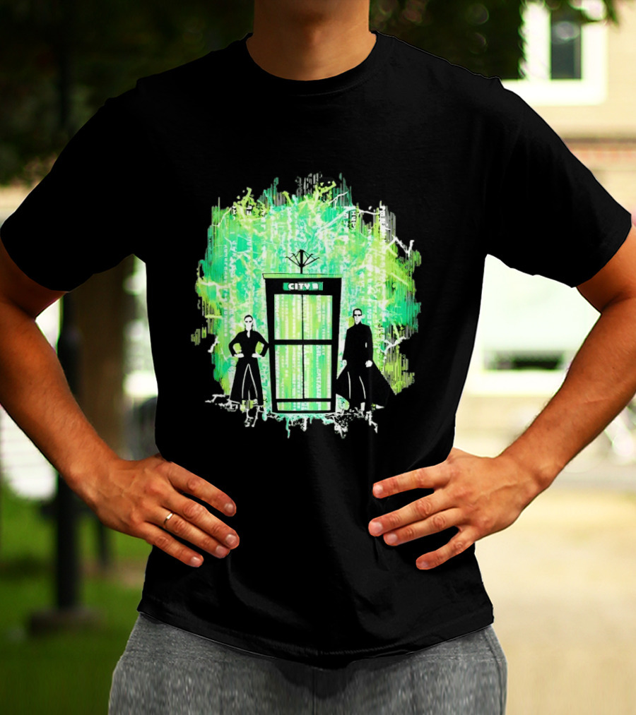 Matrix City Phone Booth Green Code Agents T-Shirt