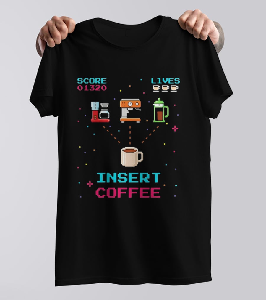 Score 01320 Lives Insert Coffee Retro Arcade T-Shirt
