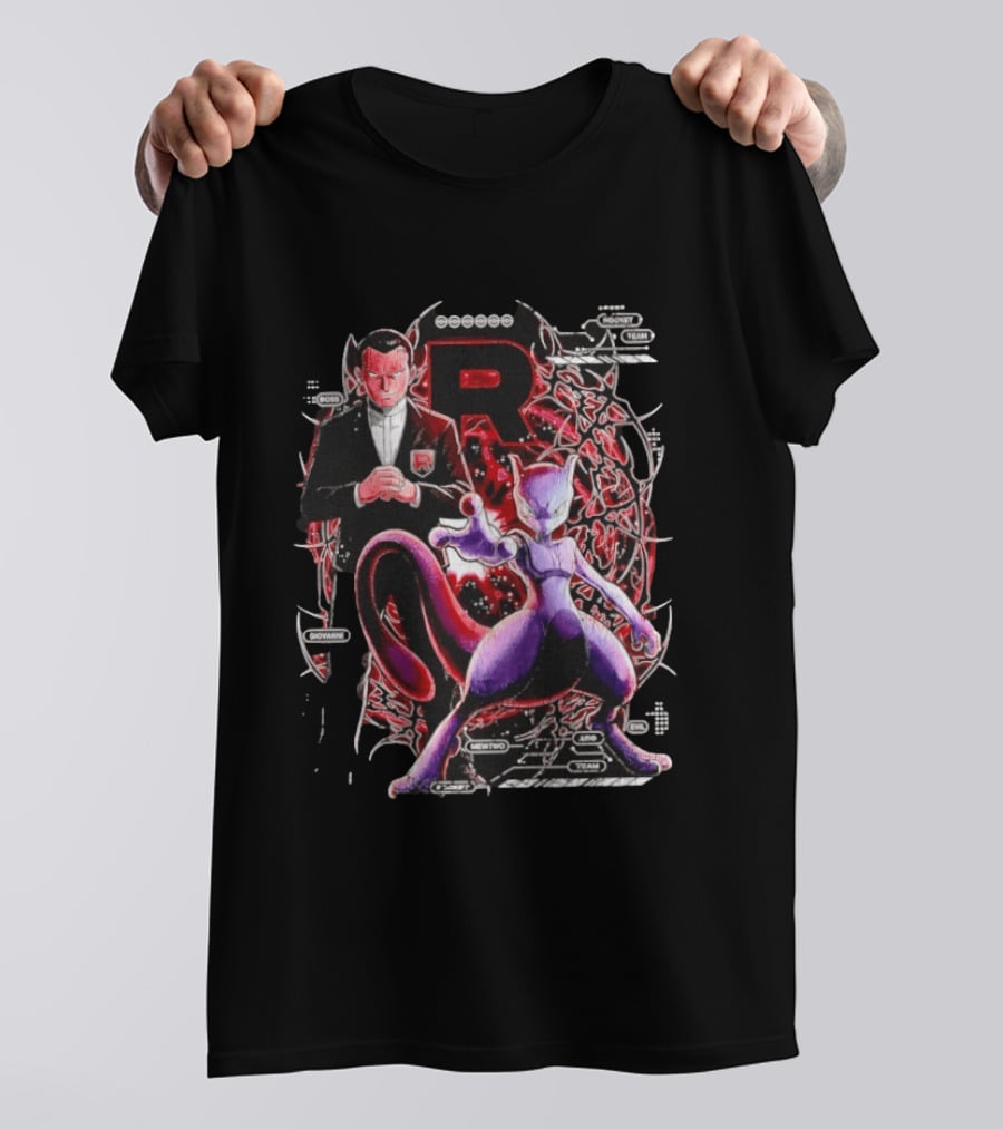 Giovanni Boss Team Rocket Mewtwo Dynamic Pokemon Collaboration T-Shirt