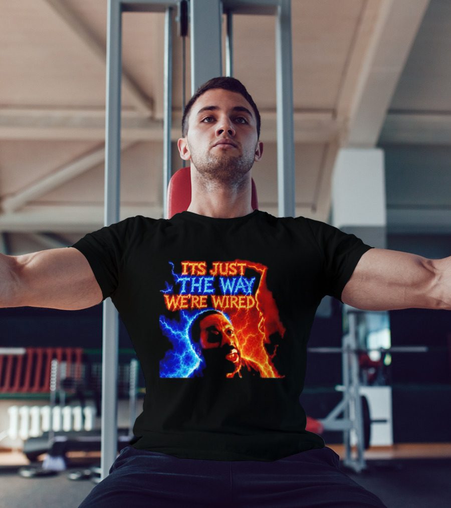 Its Just The Way We're Wired Red And Blue Lightning Face Illusion T-Shirt