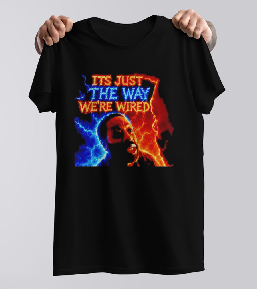 Its Just The Way We're Wired Red And Blue Lightning Face Illusion T-Shirt