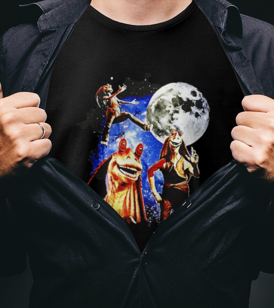 Jar Jar Binks Star Wars Gungan Moon And Space Adventure T-Shirt