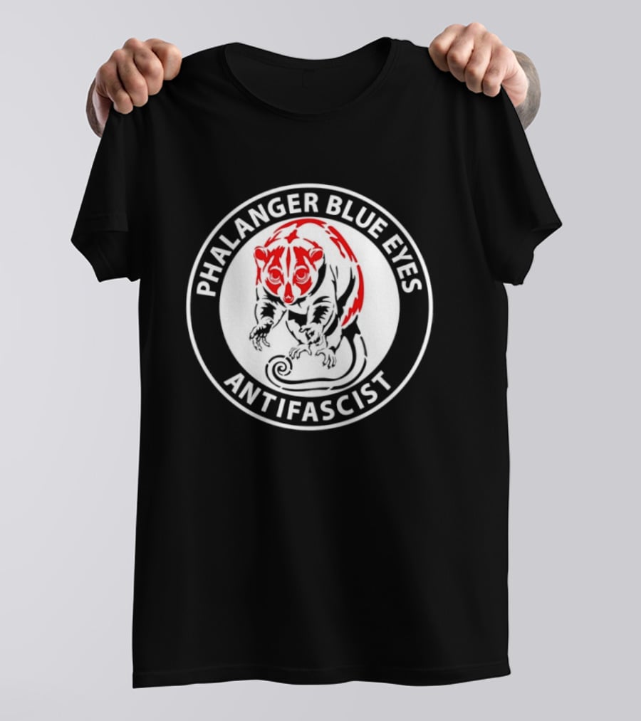 Phalanger Blue Eyes Antifascist Antifa Red White Circle T-Shirt