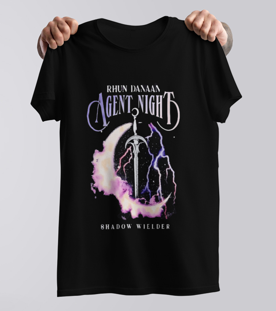 Rhun Danaan Agent Night Shadow Wielder Sword Moon Lightning T-Shirt