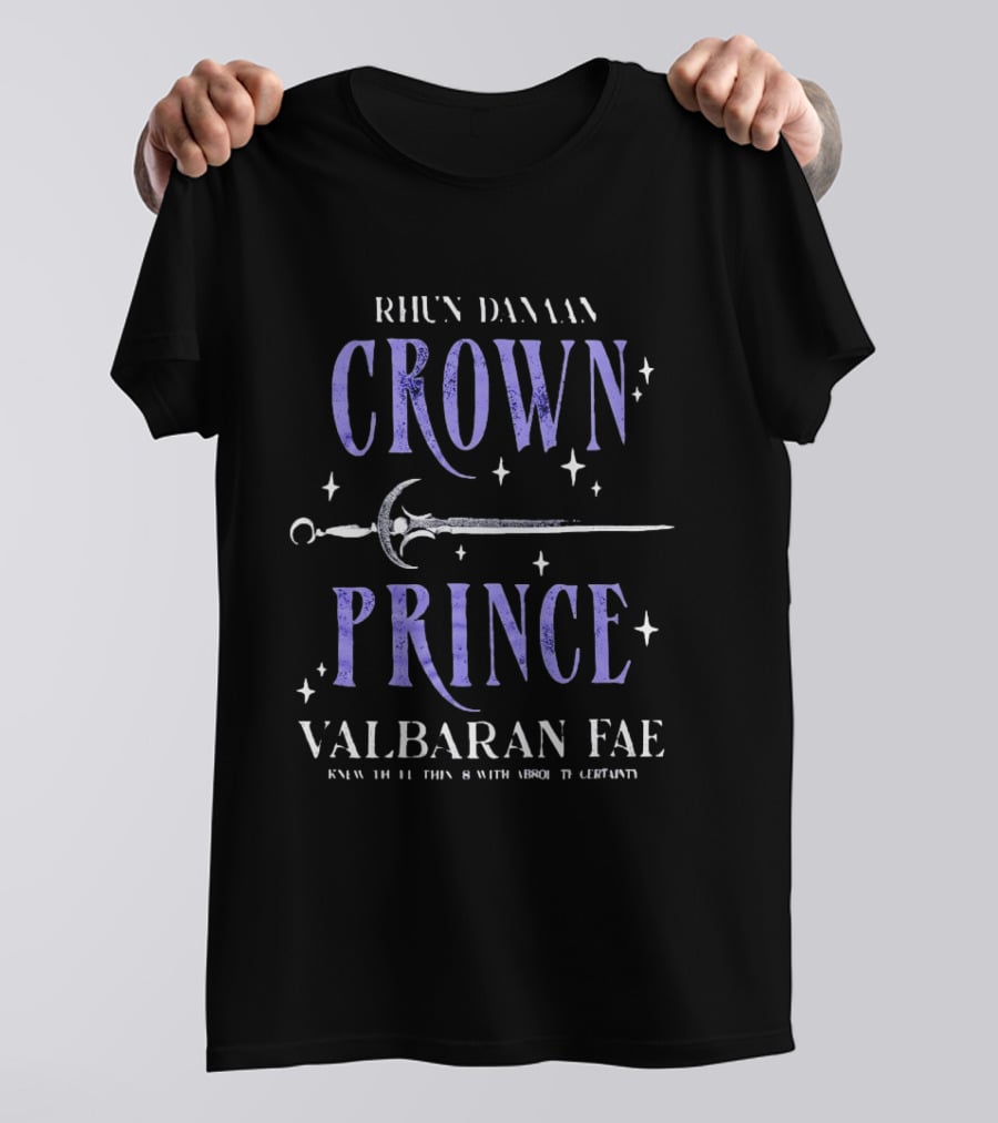 Rhun Danaan Crown Prince Valbaran Fae Sword Stars T-Shirt