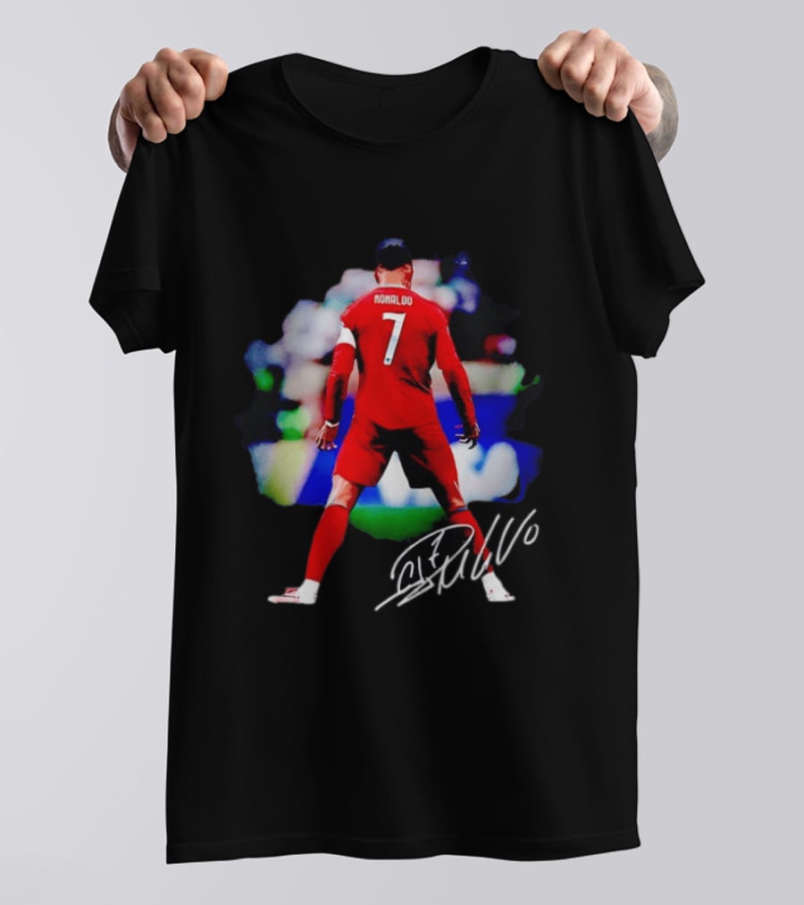 Ronaldo Number 7 Portugal National Team Jersey Photographic Arts With Autograph T-Shirt