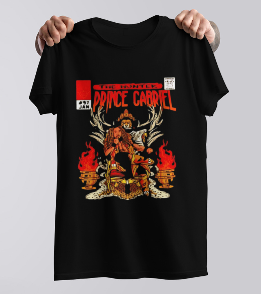 The Hunter Prince Gabriel 97 Jan Comic Book Cover Deer Antlers Flaming Torches T-Shirt