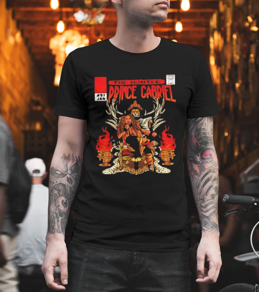 The Hunter Prince Gabriel 97 Jan Comic Book Cover Deer Antlers Flaming Torches T-Shirt