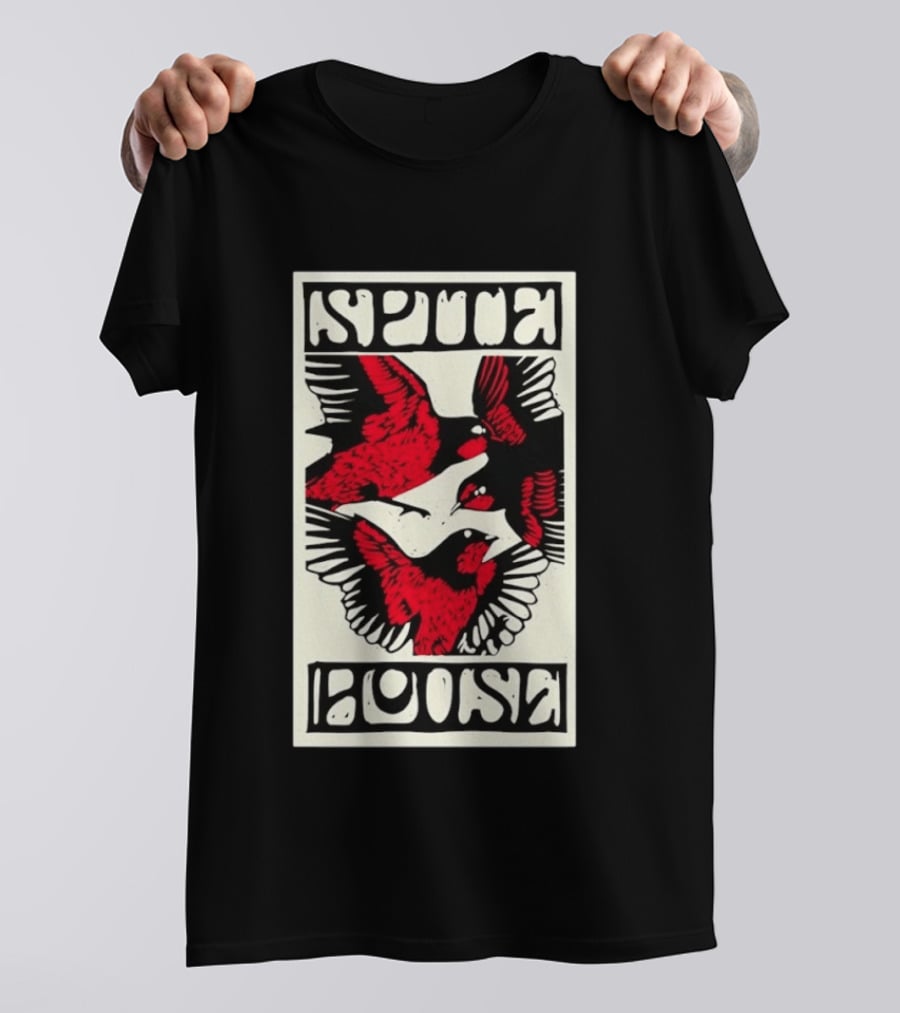 Spite House Bird Artwork With Bold Red And Black T-Shirt