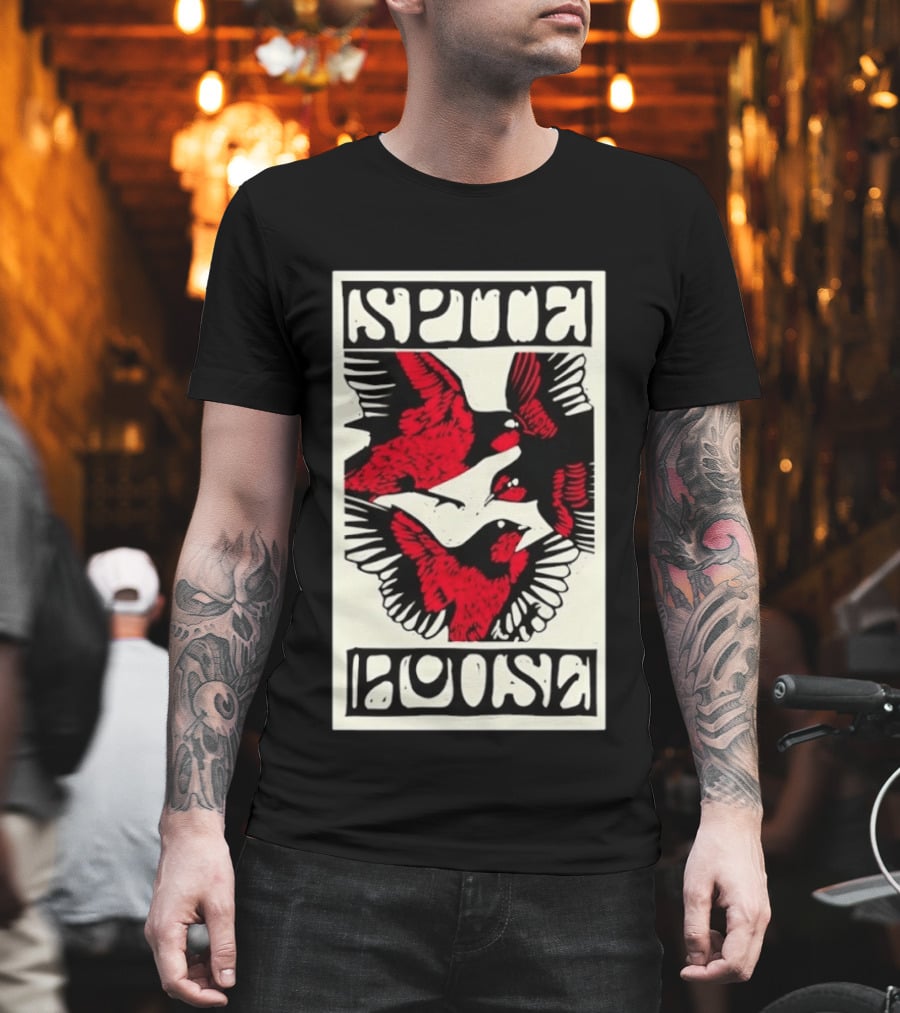 Spite House Bird Artwork With Bold Red And Black T-Shirt
