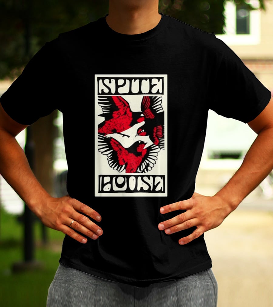 Spite House Bird Artwork With Bold Red And Black T-Shirt
