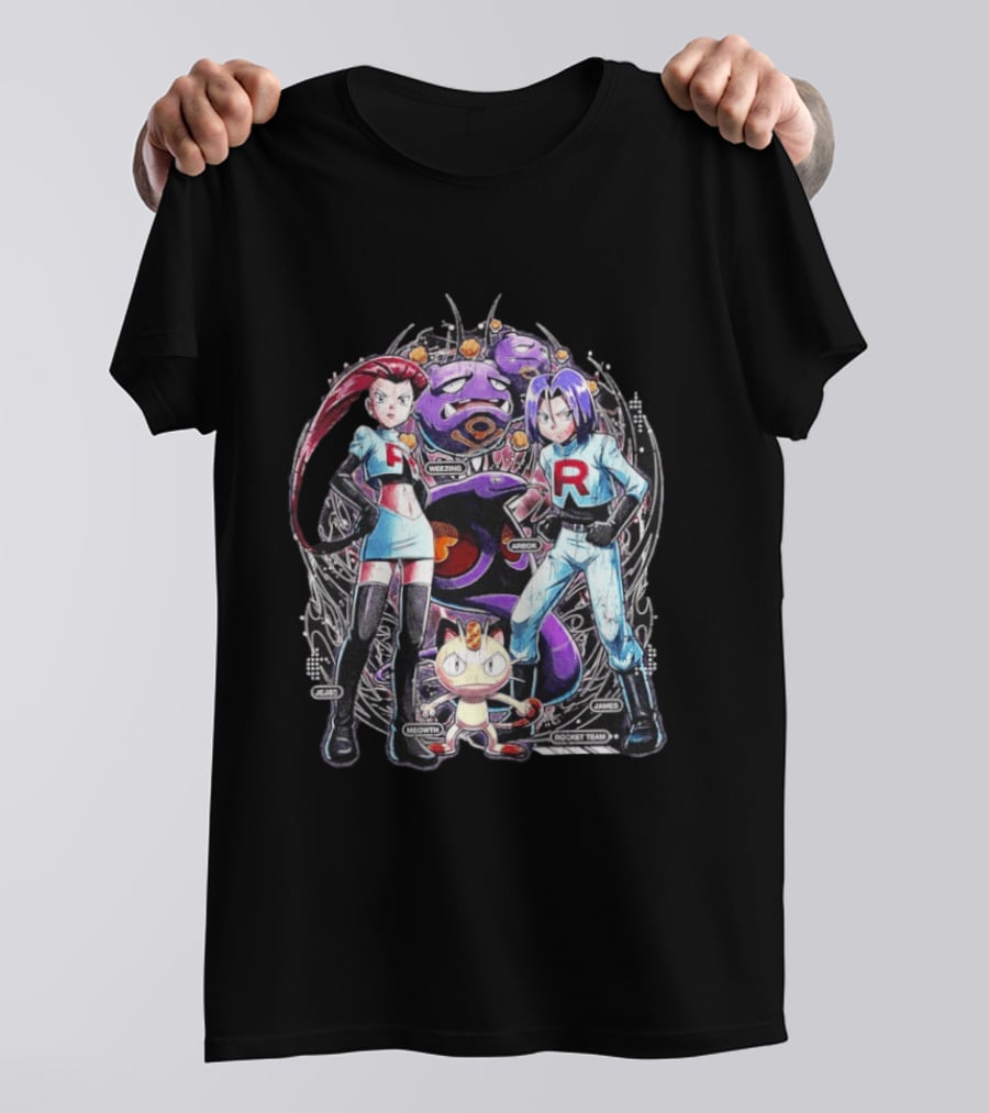 Team Rocket Jessie James Meowth Arbok Weezing Rocket Team T-Shirt