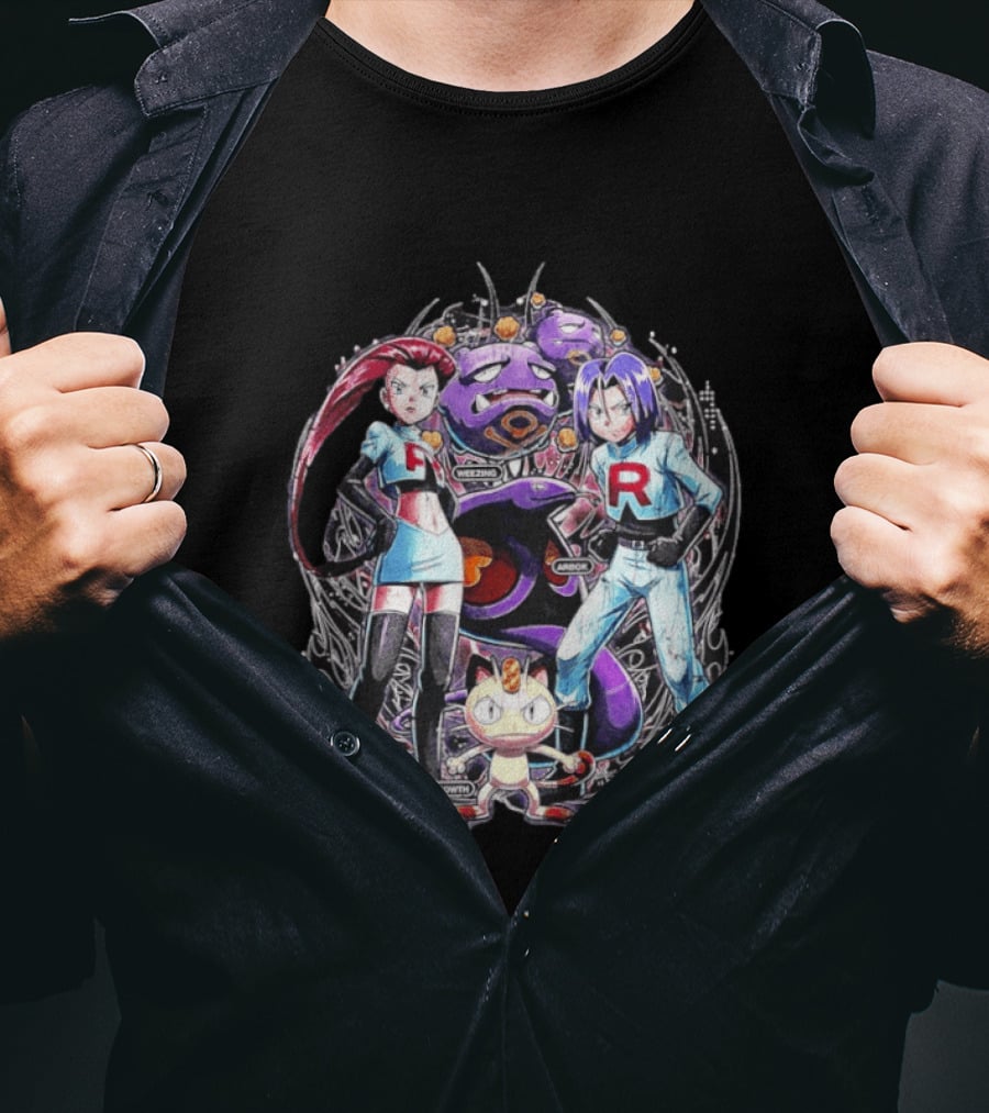 Team Rocket Jessie James Meowth Arbok Weezing Rocket Team T-Shirt