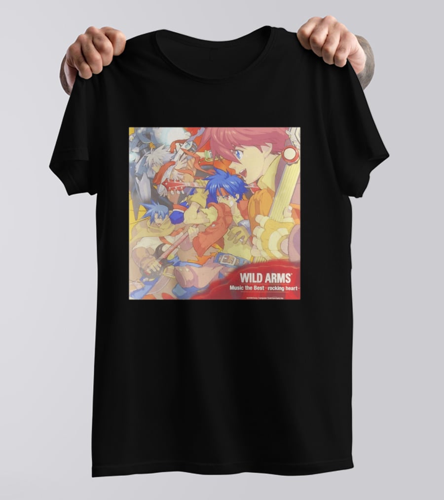 Wild Arms Music The Best Rocking Heart 2006 Anime Characters Playing Guitar T-Shirt