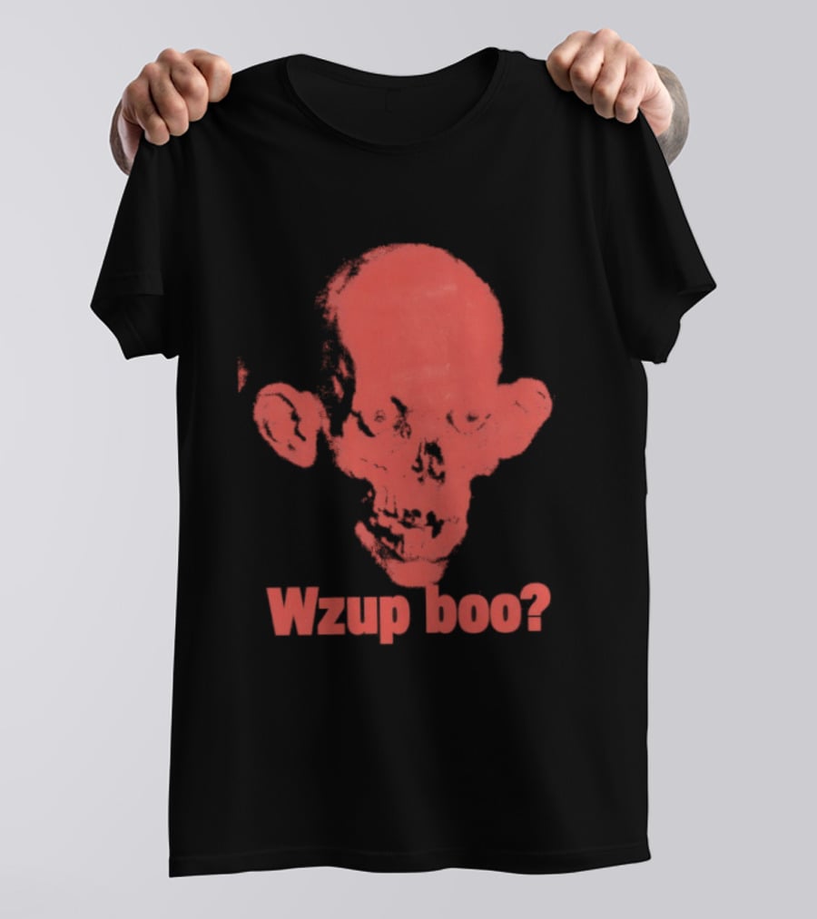 Wzup Boo Creepy Skull Horror Spooky T-Shirt