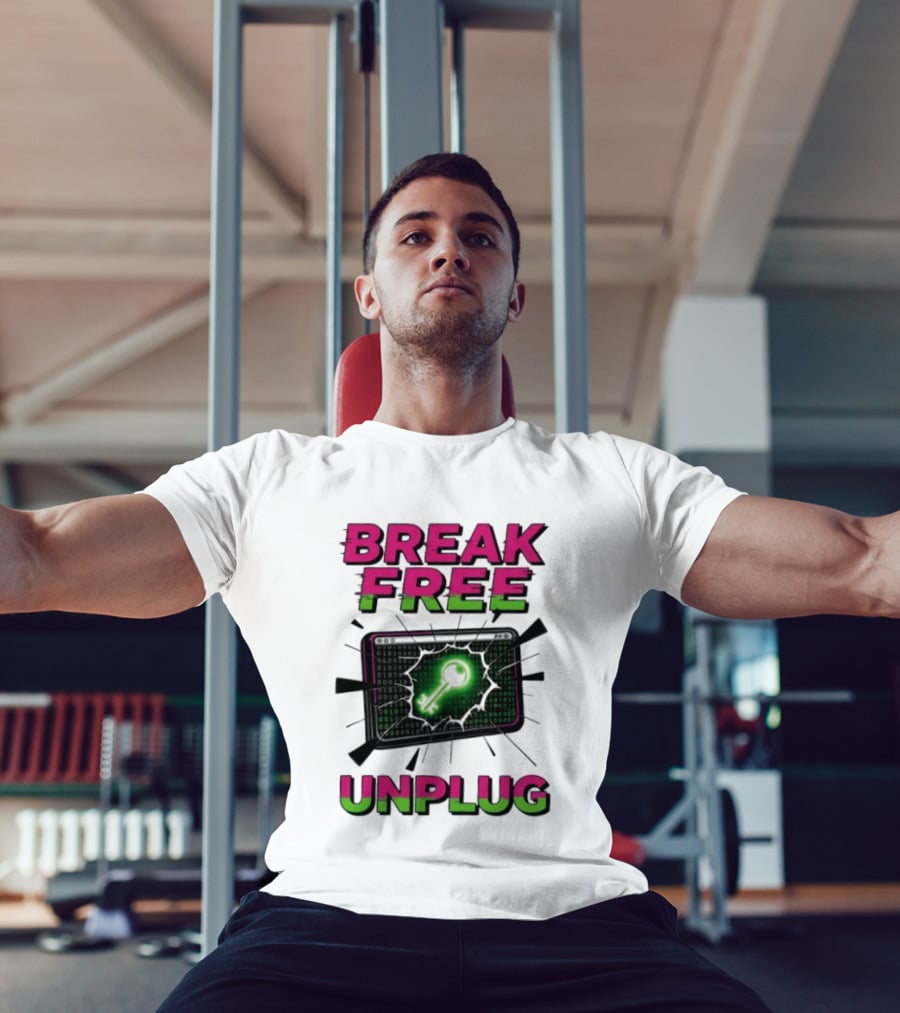 Break Free Unplug Digital Glitch Key Cyber T-Shirt