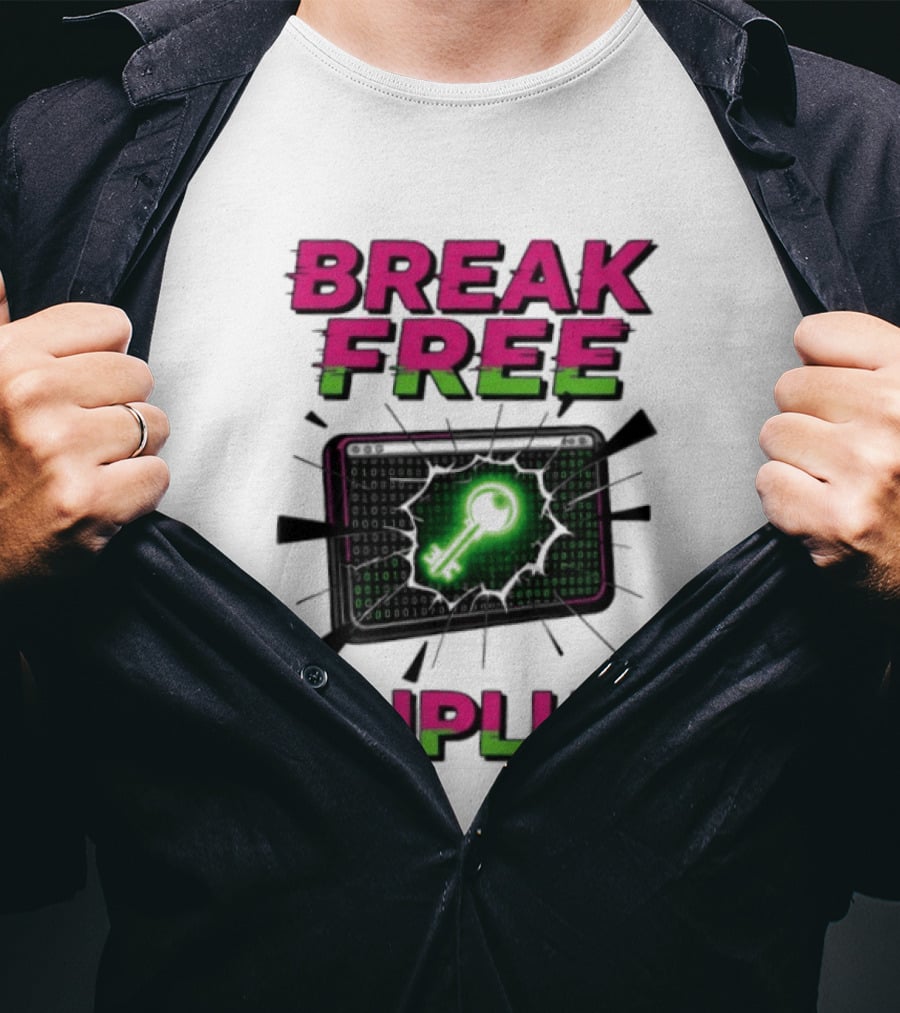Break Free Unplug Digital Glitch Key Cyber T-Shirt