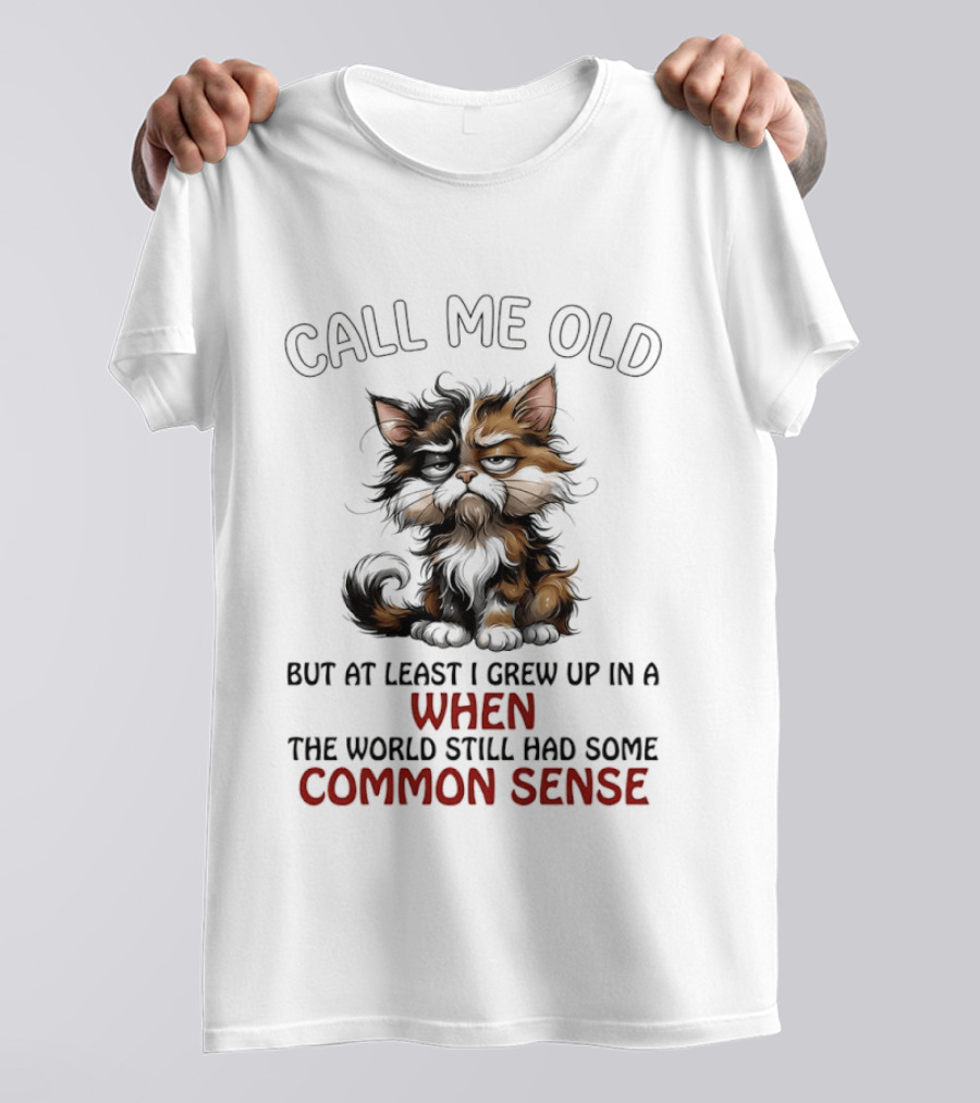 Call Me Old But At Least I Grew Up In A Time When The World Still Had Some Common Sense Cat T-Shirt