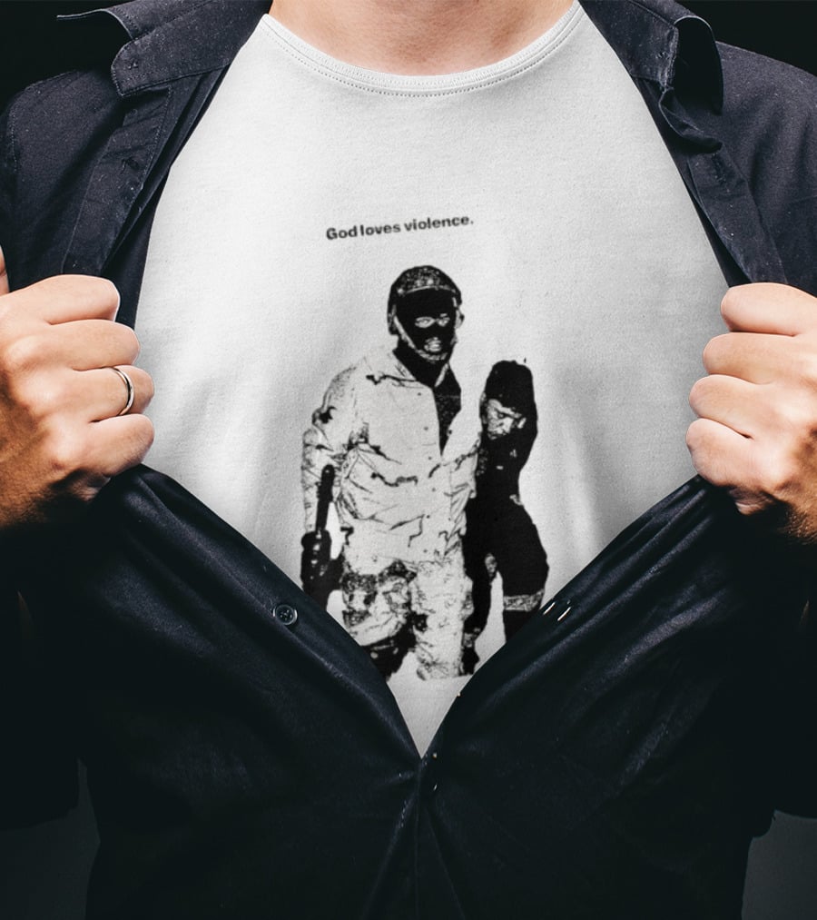 God Loves Violence Edgy Provocative Soldier And Child T-Shirt