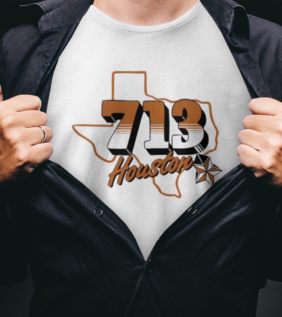 Houston 713 Texas Map Lone Star T-Shirt