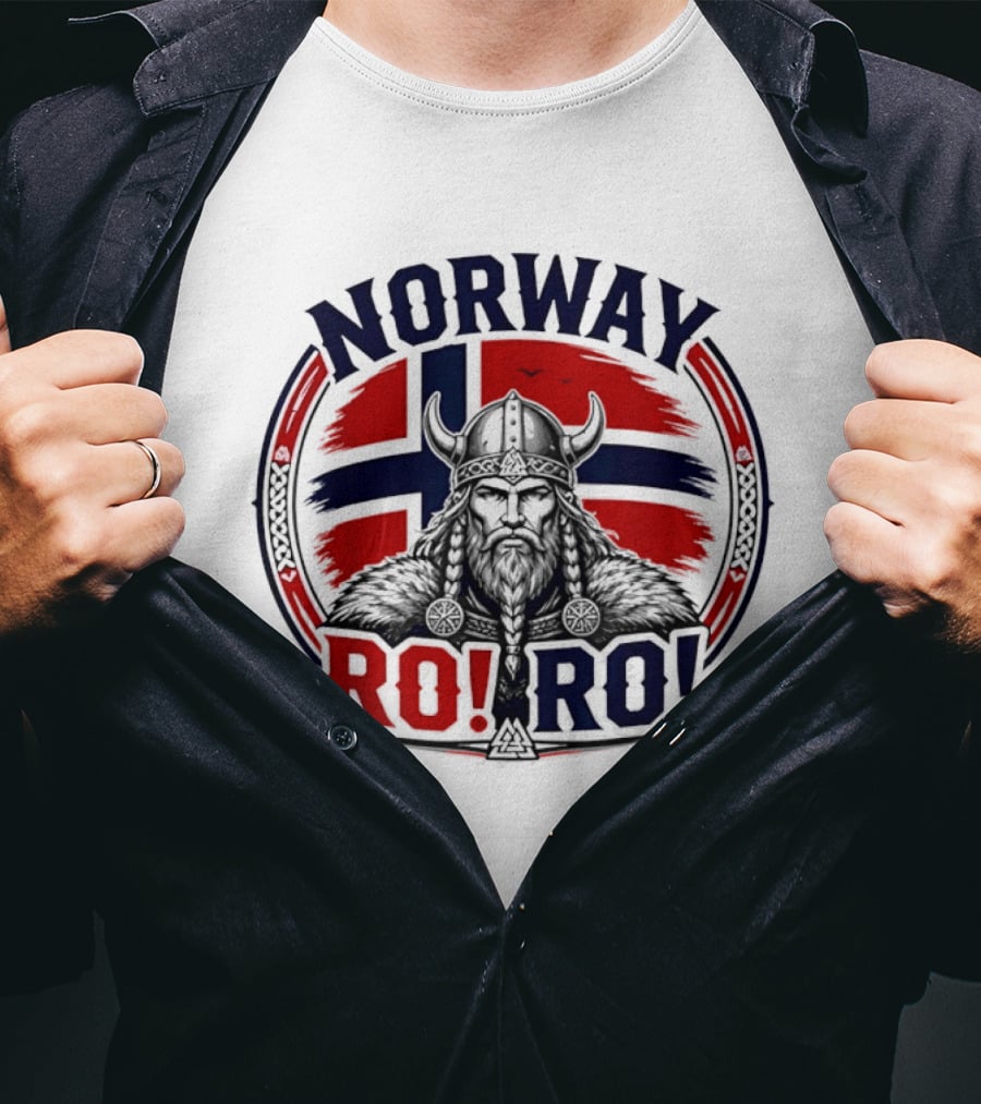 Norway Viking Warrior Braided Beard RO RO Flag T-Shirt