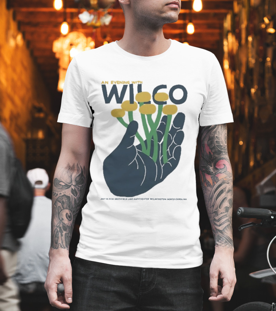 An Evening With Wilco Greenfield Lake Amphitheater 7 13 26 Wilmington NC Hand Flowers T-Shirt