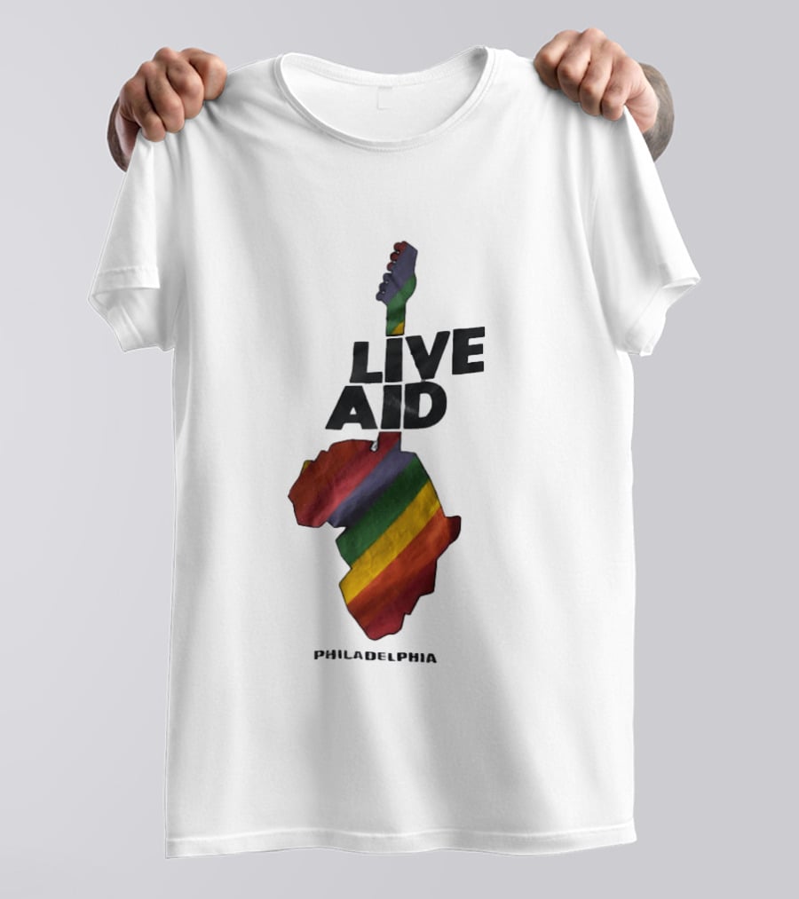 1985 Live Aid Rainbow Guitar Philadelphia Concert T-Shirt