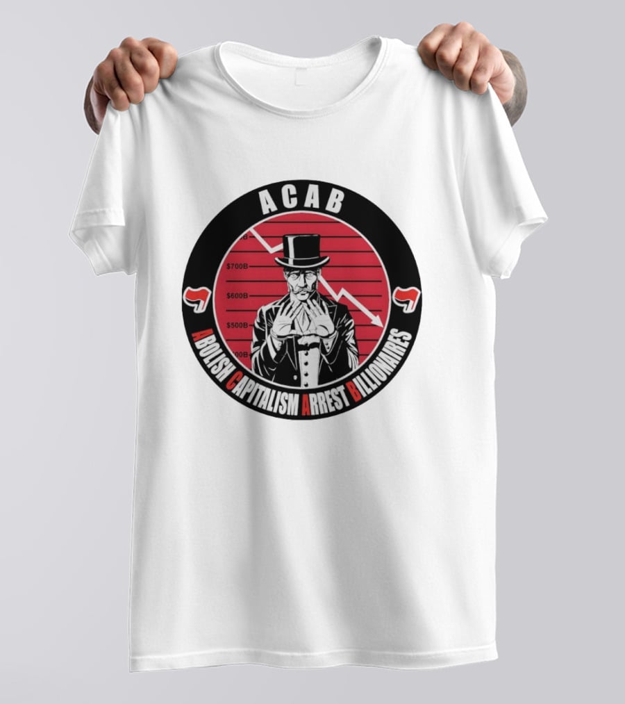 ACAB Abolish Capitalism Arrest Billionaires Monopoly Man Falling Stock Market T-Shirt
