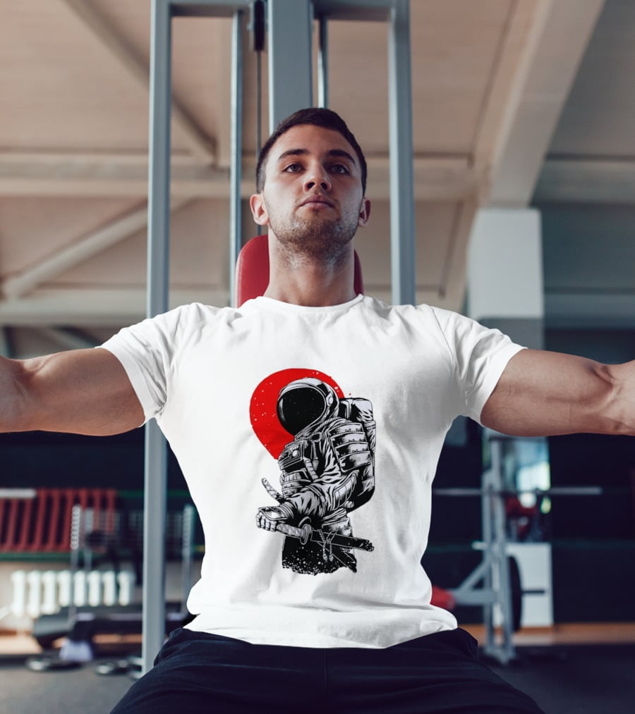 Astronaut Samurai Katana Sword Red Rising Sun T-Shirt