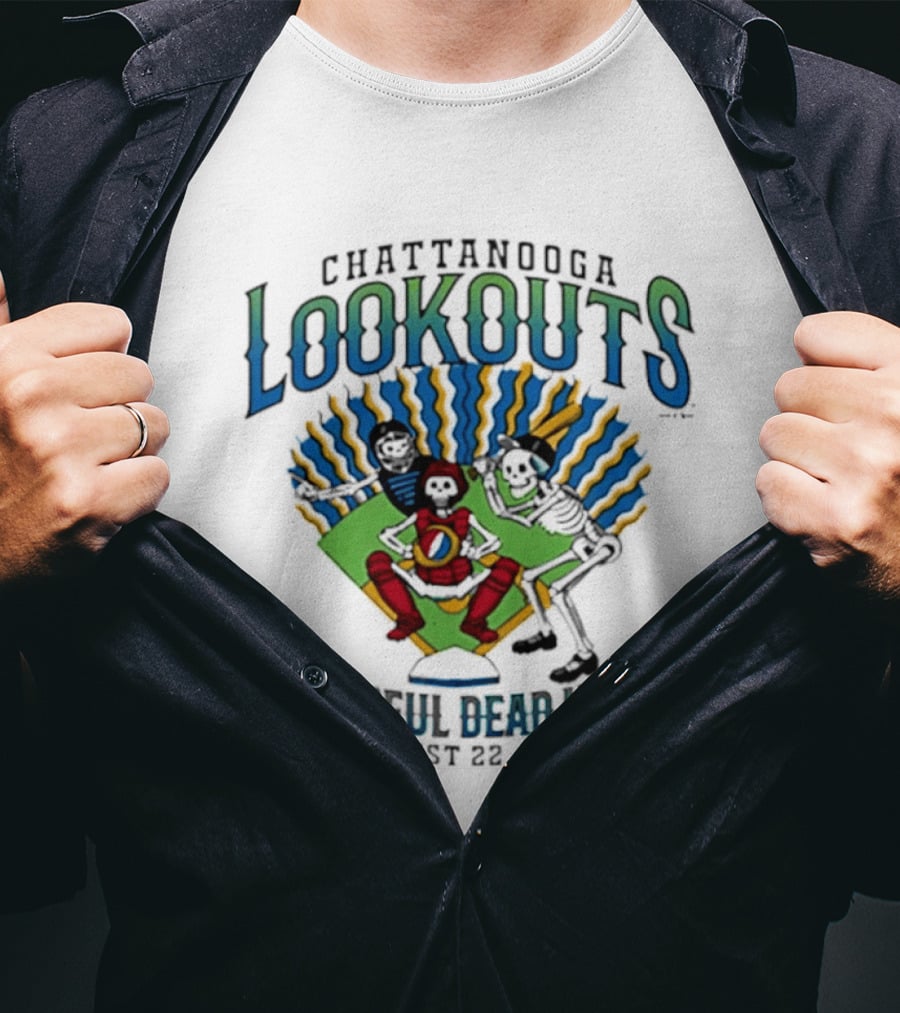 Chattanooga Lookouts Grateful Dead Night August 22 2026 Skeleton Baseball T-Shirt