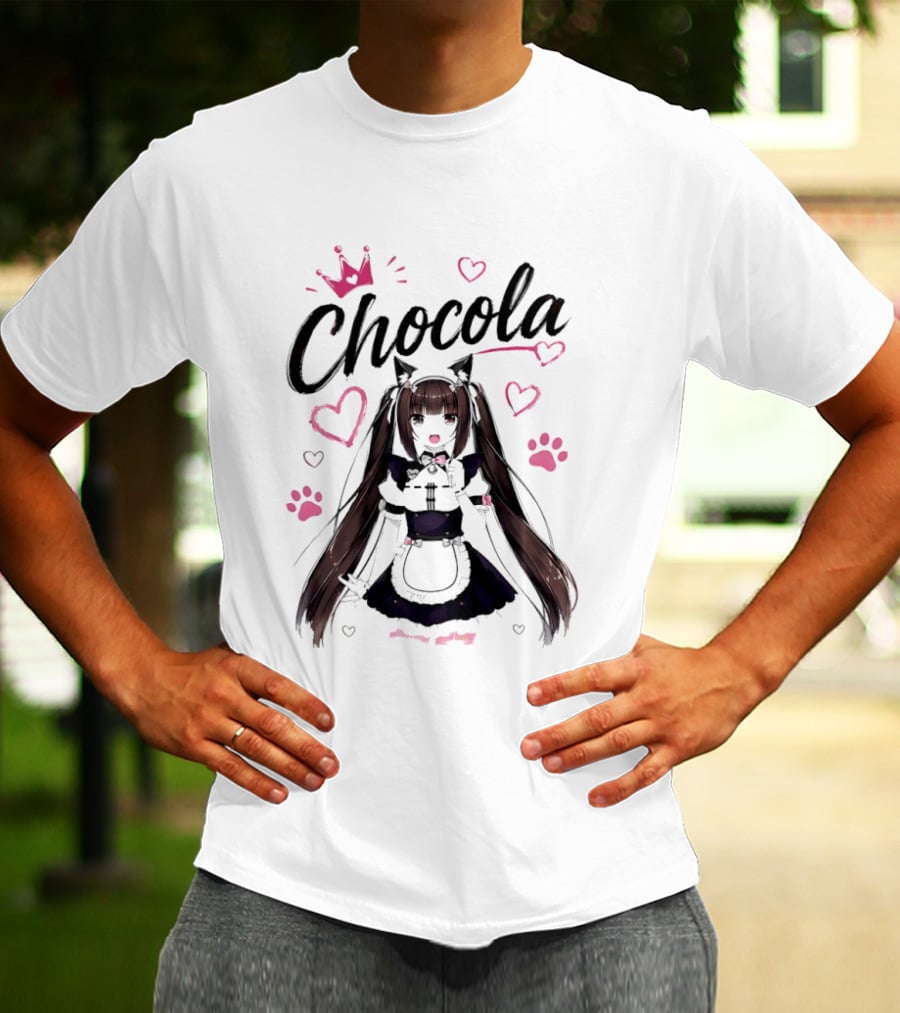 Chocola Nekopara Anime Maid Cat Ears Manga Cute Hearts T-Shirt