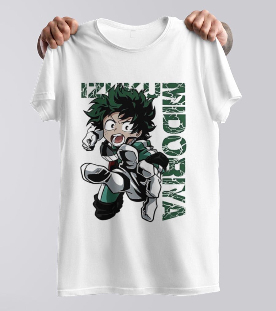 Izuku Midoriya Action Pose Green Hero Costume Anime T-Shirt