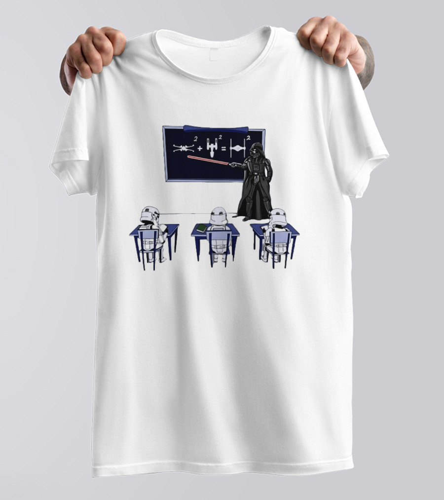 Darth Vader Teaching TIE Fighter Math To Stormtroopers Classroom Cartoon T-Shirt