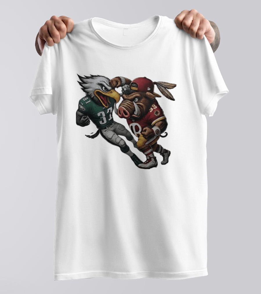 Eagles Versus Redskins Fight Cartoon NFL Rivalry T-Shirt