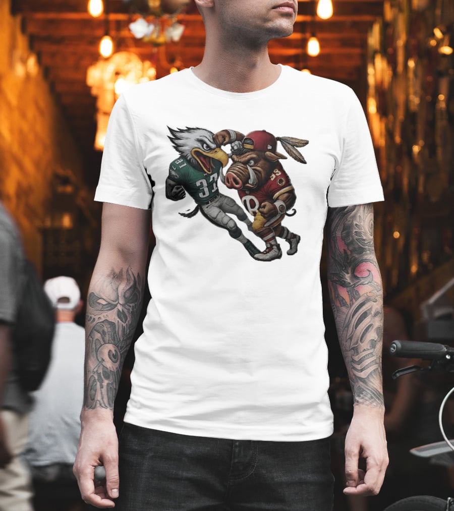 Eagles Versus Redskins Fight Cartoon NFL Rivalry T-Shirt