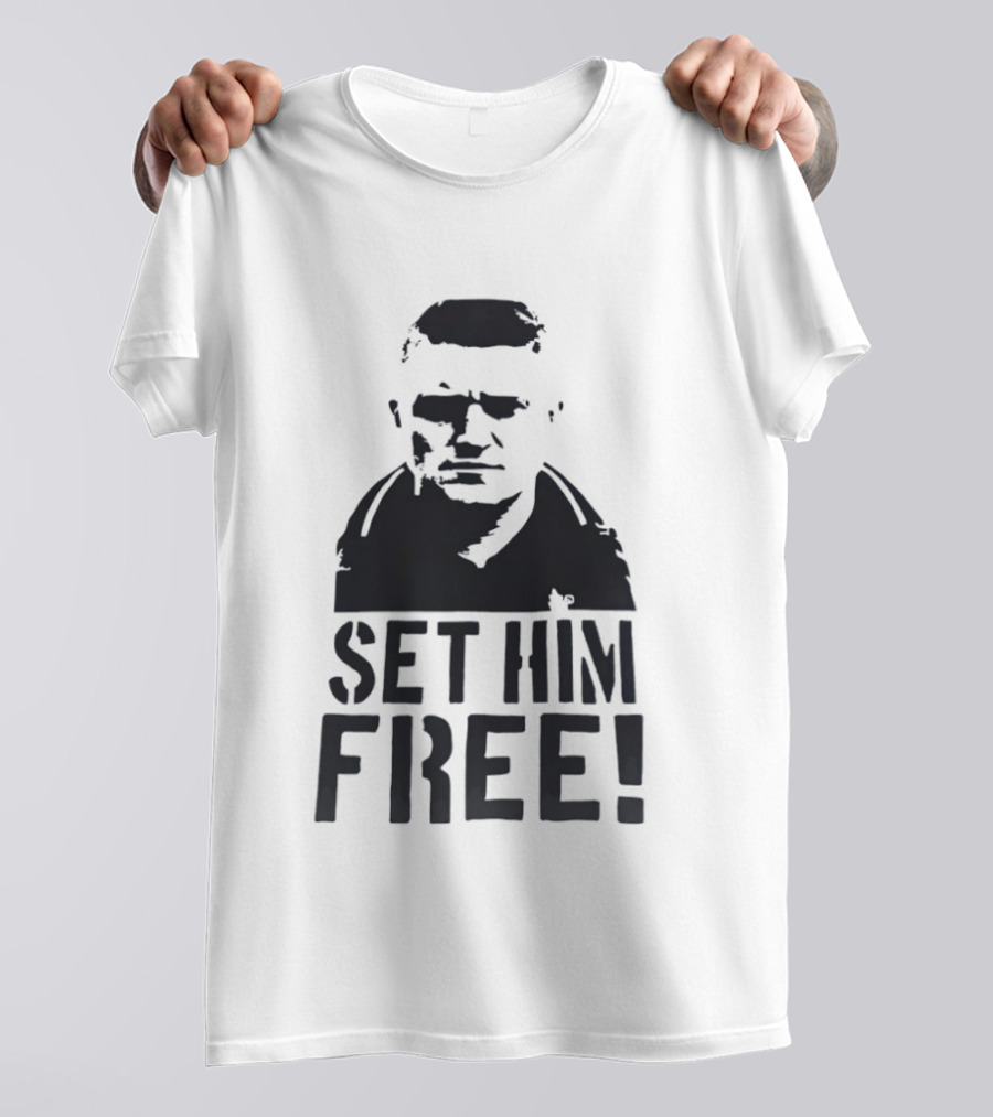 Tommy Robinson Set Him Free Activism Message T-Shirt