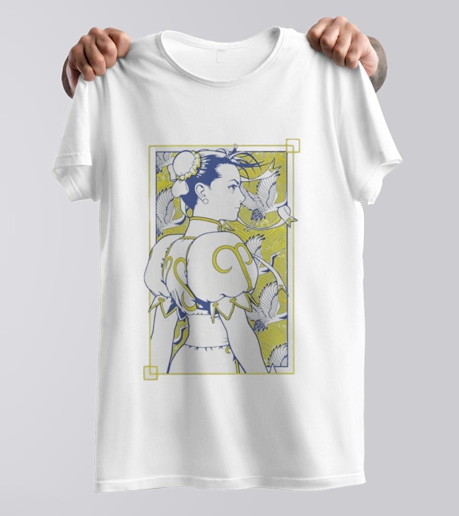 Shinkiro Metallic Chun Li Cranes And Peonies T-Shirt