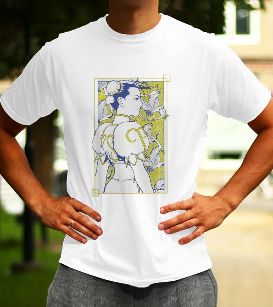 Shinkiro Metallic Chun Li Cranes And Peonies T-Shirt