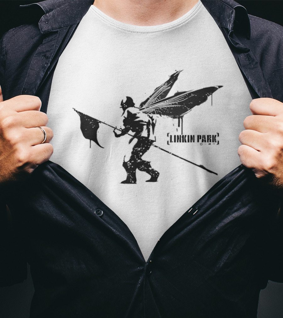 Linkin Park Hybrid Theory Soldier Dragonfly Wings Holding Flag T-Shirt