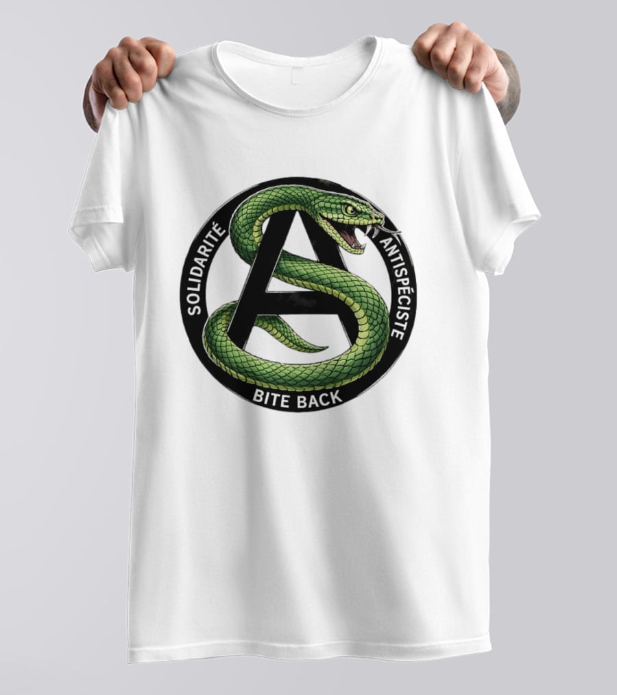 Solidarite Antispeciste Bite Back Anarchist Snake T-Shirt
