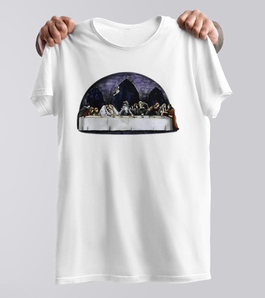 The Last Supper Wizard Hobbits Fellowship Characters Gandalf Table Scene T-Shirt