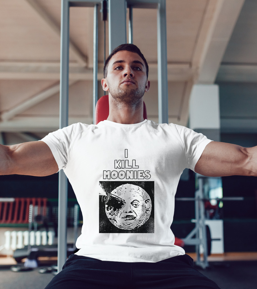 I Kill Moonies Man In The Moon Rocket Eye T-Shirt