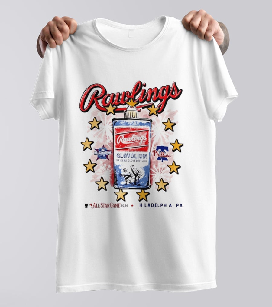 Rawlings Glovolium Baseball Glove Dressing 2026 MLB All Star Game Philadelphia PA Phillies T-Shirt