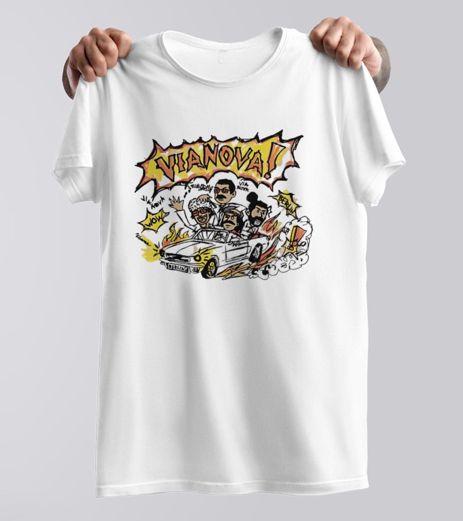 Vianova Cartoon Car Chase Group Friends Comic Wow Berlin T-Shirt