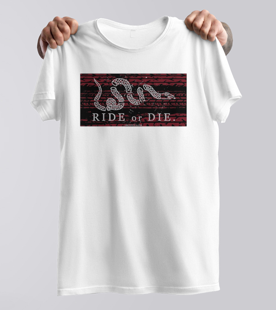 Ride Or Die Coiled Snake Tire Tread Grunt T-Shirt