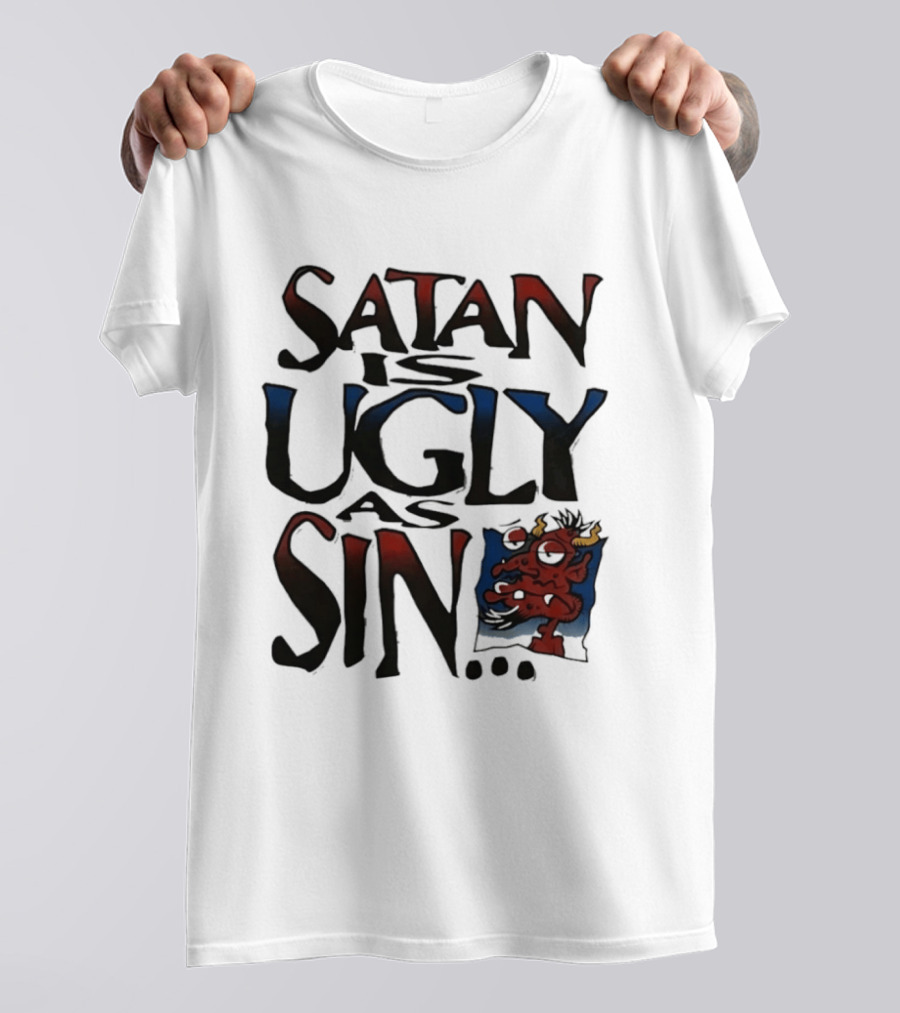 Satan Is Ugly As Sin Red Cartoon T-Shirt