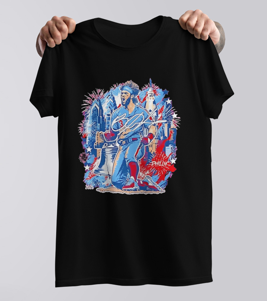 Bryce Harper Philly 2026 Liberty Bell Fireworks Celebration T-Shirt