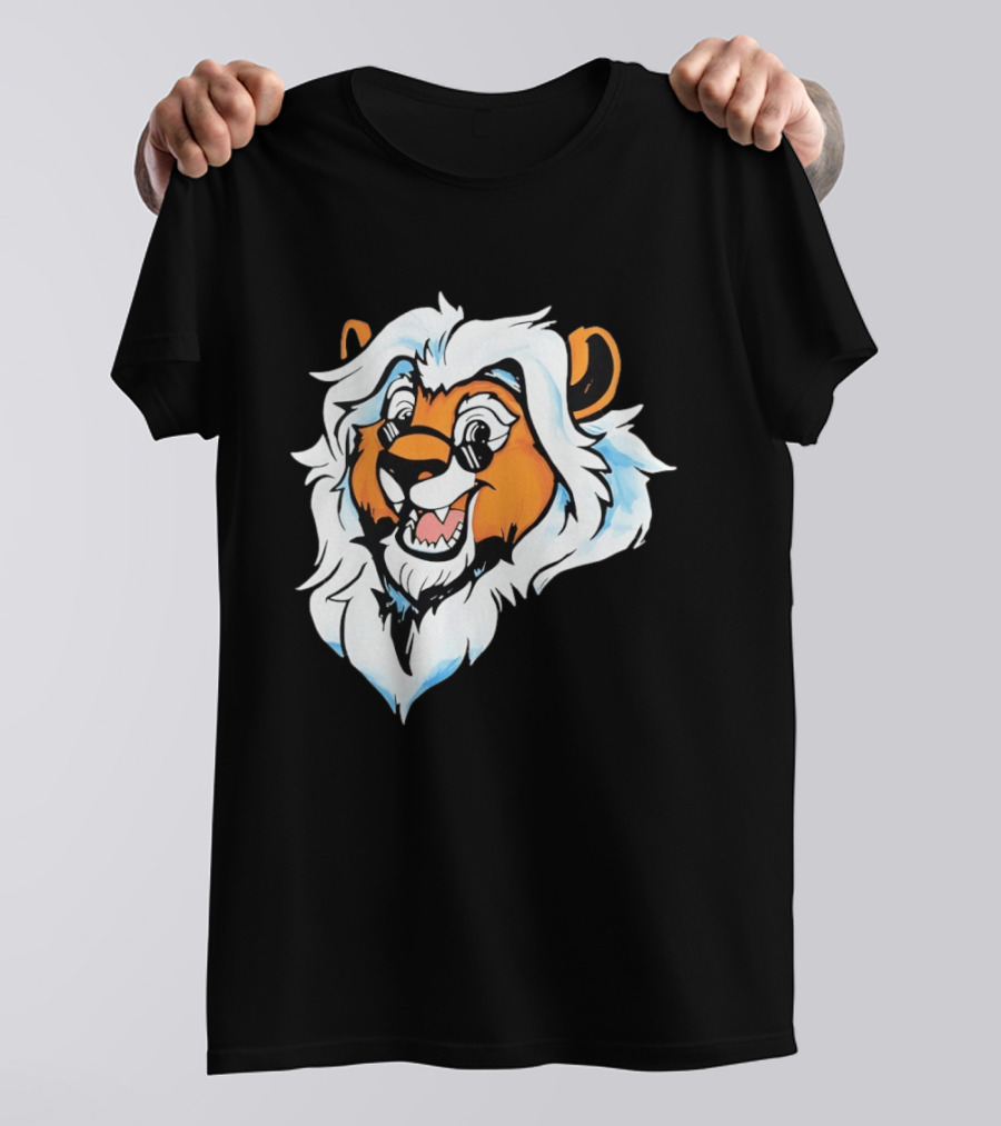 Cartoon Lion Head With Sunglasses And White Mane T-Shirt
